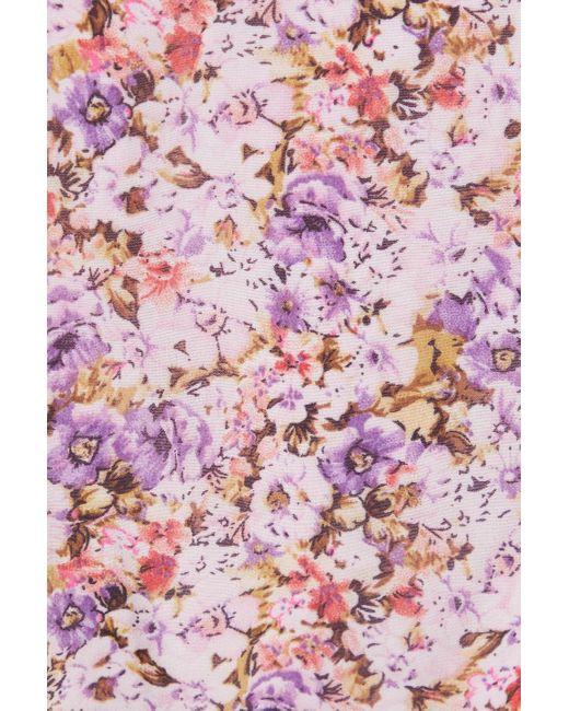 Mikael Aghal Pink Ruffled Floral-print Chiffon Midi Dress