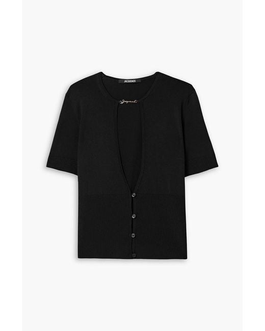 Jacquemus Black Pralù Embellished Cutout Knitted Top