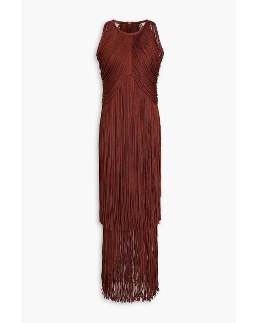 Hervé Léger Purple Fringed Bandage Gown