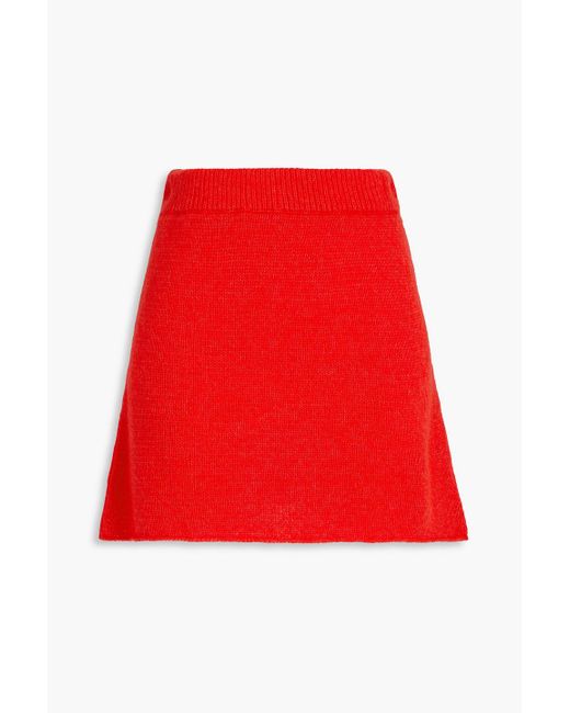 The Elder Statesman Red Nimbus Cashmere And Cotton-blend Mini Skirt