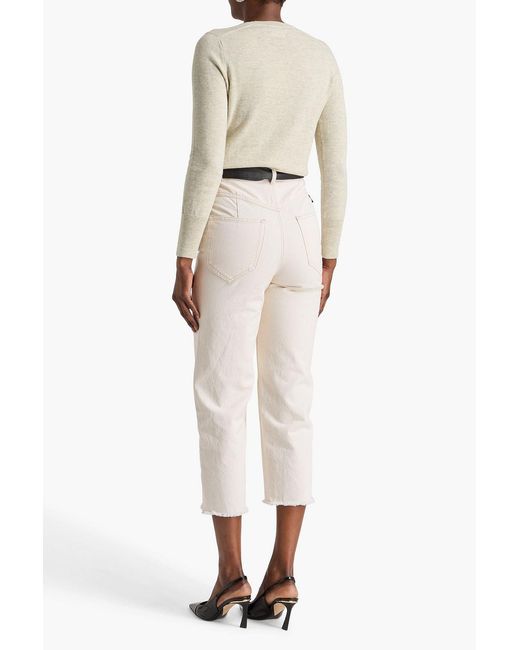 Isabel Marant White Dilali Cropped High-Rise Straight-Leg Jeans
