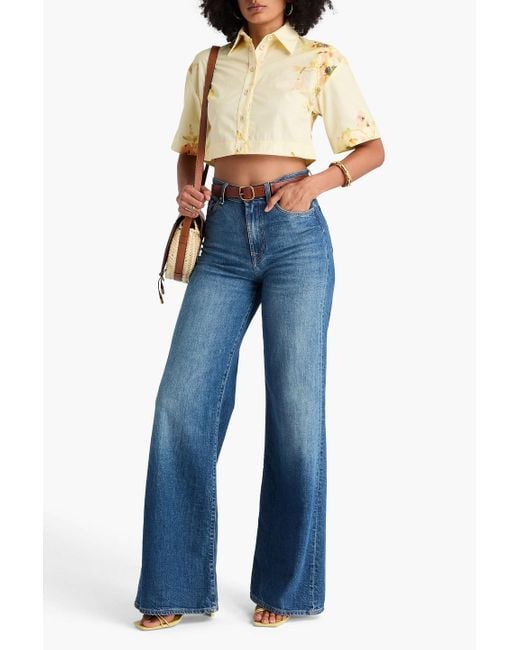 Zimmermann Metallic Cropped hemd aus baumwollpopeline mit floralem print