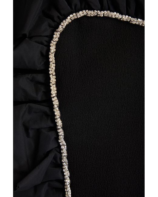 Rebecca Vallance Black Trägerloses midikleid aus crêpe mit kristallverzierung