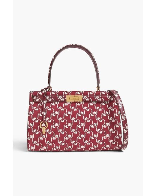 Tory Burch Red Lee Radziwill Floral-print Suede Tote