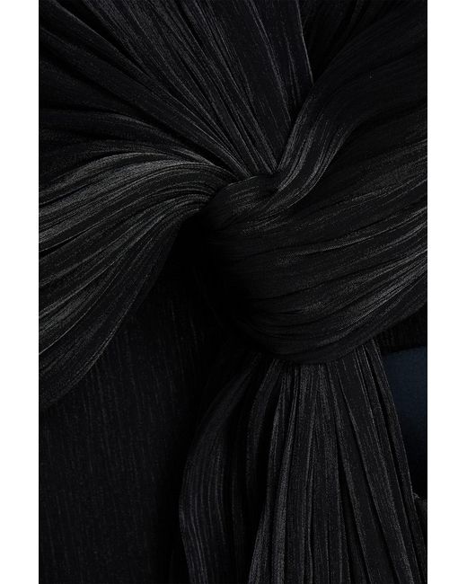 Costarellos Black Cutout Metallic Georgette Gown