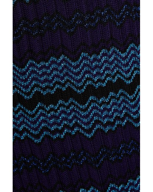 Missoni Blue Metallic Crochet-knit Maxi Dress