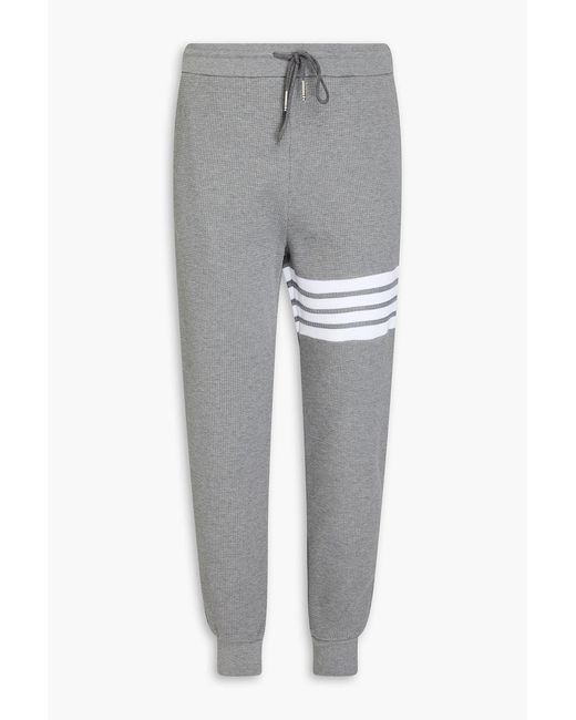 Thom Browne Blue Striped Waffle-Knit Cotton Sweatpants for men