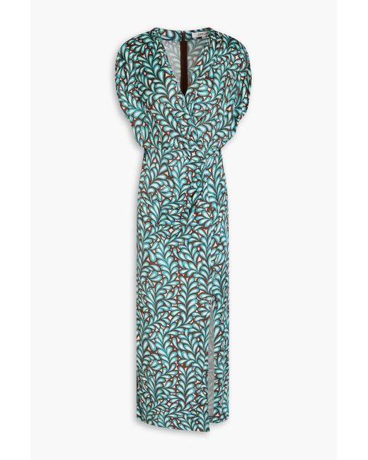 Diane von Furstenberg Green Williams maxikleid aus jersey mit print und wickeleffekt