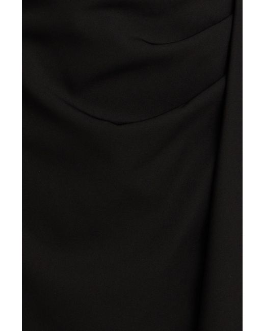 Rhea Costa Black Robe aus stretch-jersey mit drapierung und asymmetrischer schulterpartie