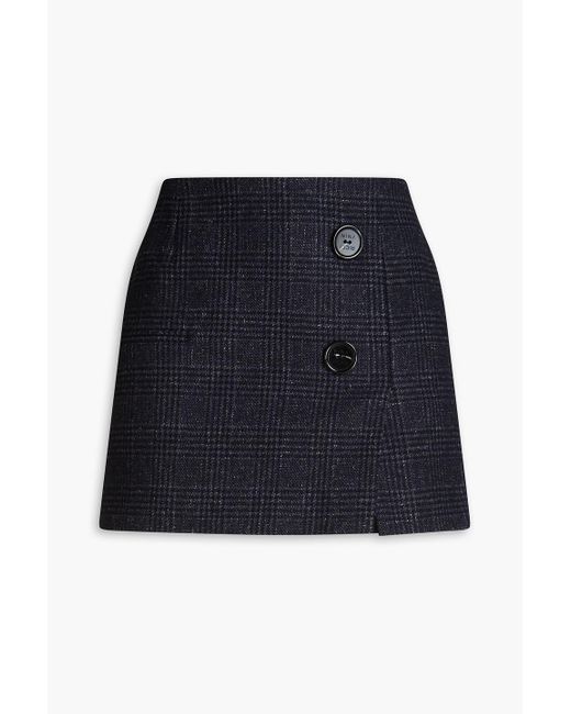 Nina Ricci Blue Button-embellished Prince Of Wales Checked Tweed Mini Skirt