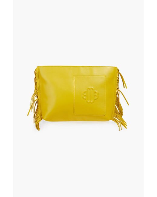 Maje Yellow Fringed Leather Pouch