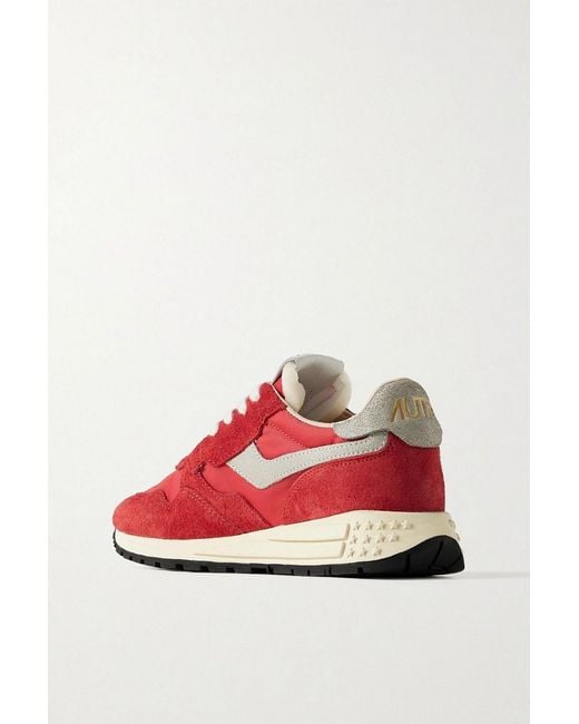 Autry Red Reelwind Low Suede And Shell Sneakers