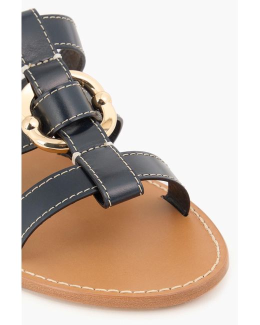 Claudie Pierlot Blue Embellished Leather Sandals