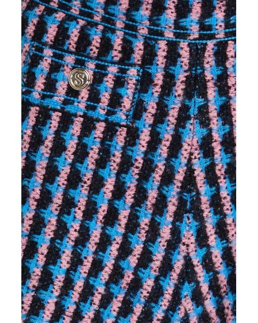 Sandro Blue Button-detailed Bouclé-tweed Shorts