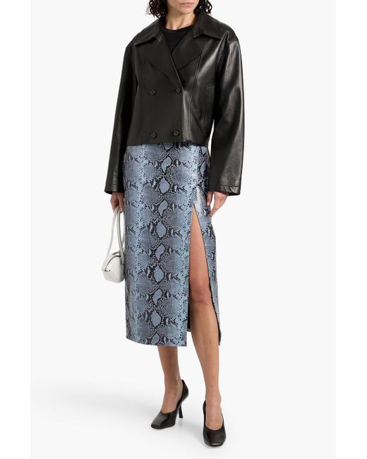 Theory Black Double-Breasted Leather Jacket