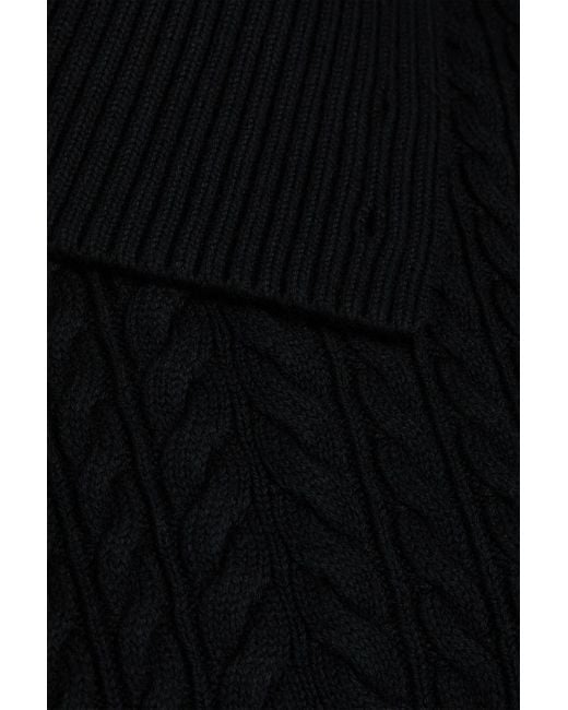 Jonathan Simkhai Black Rollkragenpullover "linnea" aus popeline aus einer baumwollmischung mit zopfstrickmuster