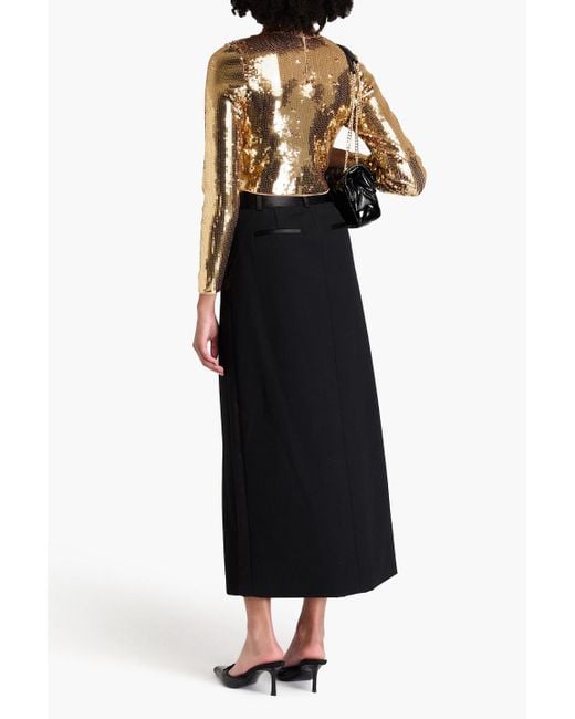 Sandro White Cropped Sequined Ribbed-knit Top