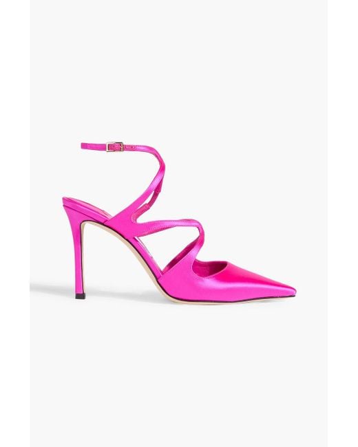 Jimmy Choo Pink Azia 95 Satin Pumps