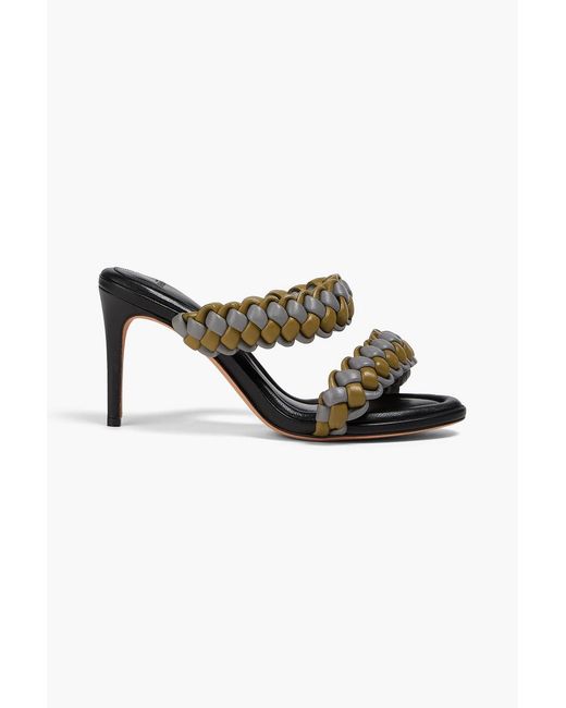 Alexandre Birman Gray Francis 85 Braided Leather Mules