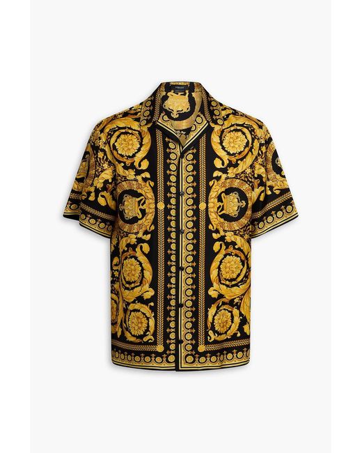 Versace Metallic Printed Silk-Twill Shirt for men