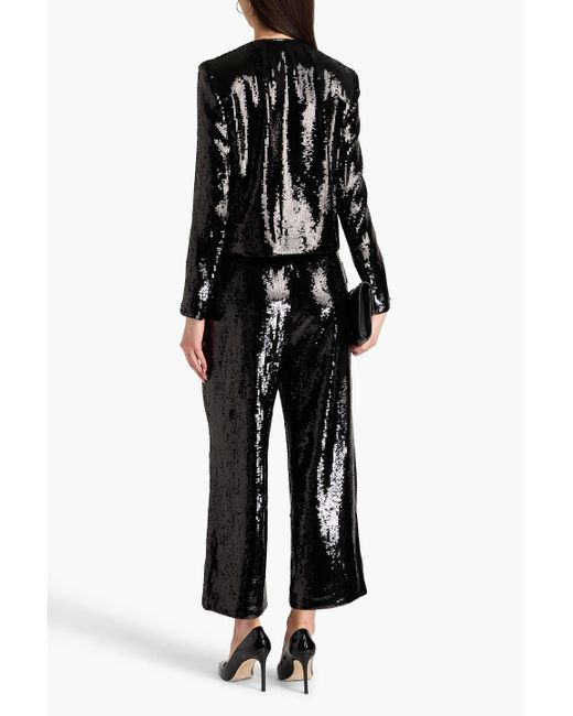 Theory Black Sequined Crepe Straight-leg Pants