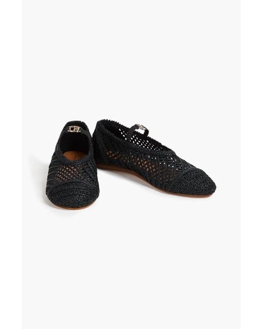 Claudie Pierlot Black Woven Leather Mary Jane Flats