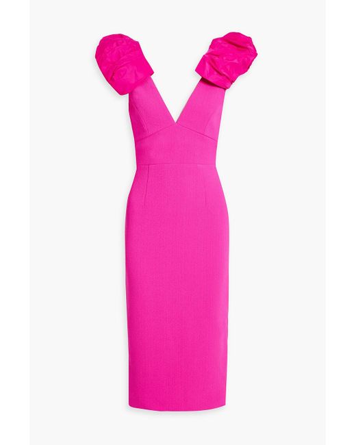 Rebecca Vallance Pink Cupid's Bow Crepe Midi Dress