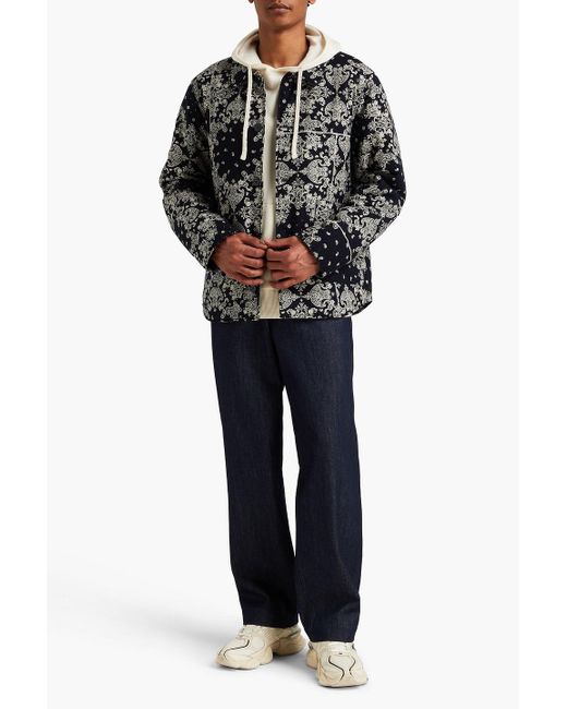 Officine Generale Black Paisley-print Cotton-twill Jacket for men