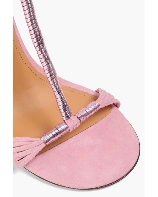 Isabel Marant Pink Anssi Metallic Leather And Suede Sandals