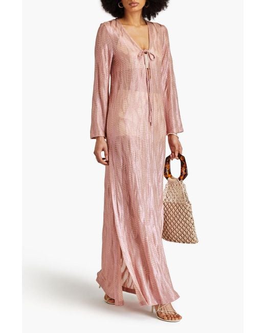 Missoni Pink Metallic Crochet-knit Maxi Dress
