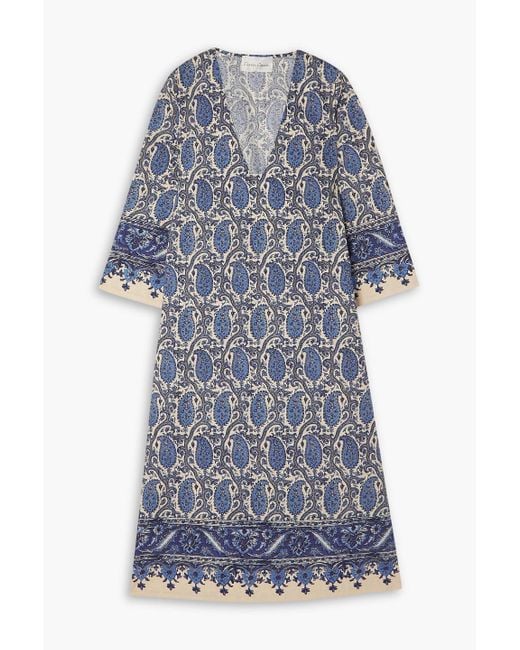 Cara Cara Blue Martina Paisley-print Cotton-poplin Midi Dress