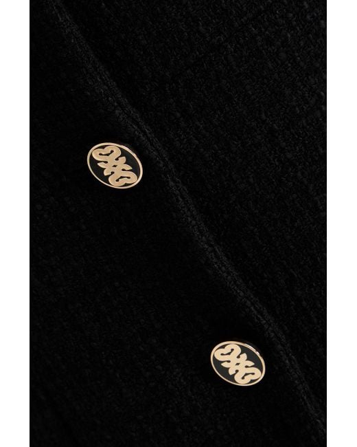 Sandro Black Gathered Tweed Mini Dress