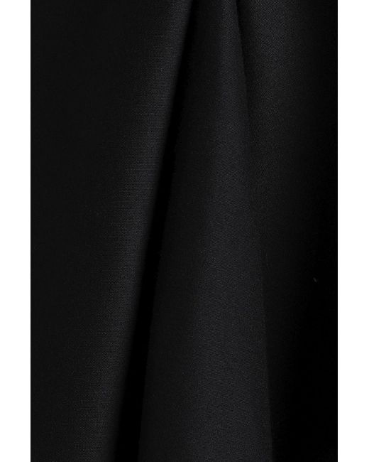 Halston Heritage Black Flared Cold-Shoulder Cotton And Silk-Blend Dress