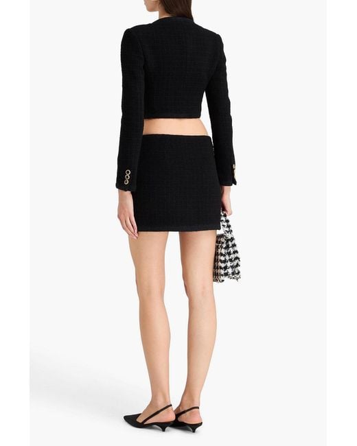 Alessandra Rich Black Wool-Blend Tweed Mini Skirt
