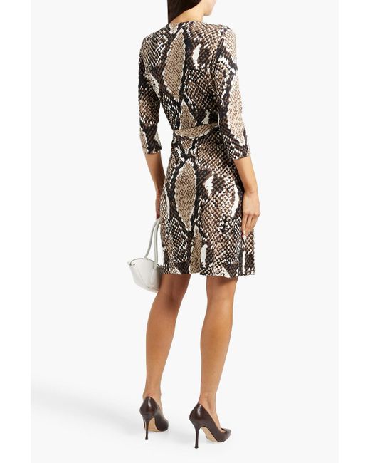 Diane von Furstenberg Brown Julian Snake-Print Silk-Jersey Wrap Dress