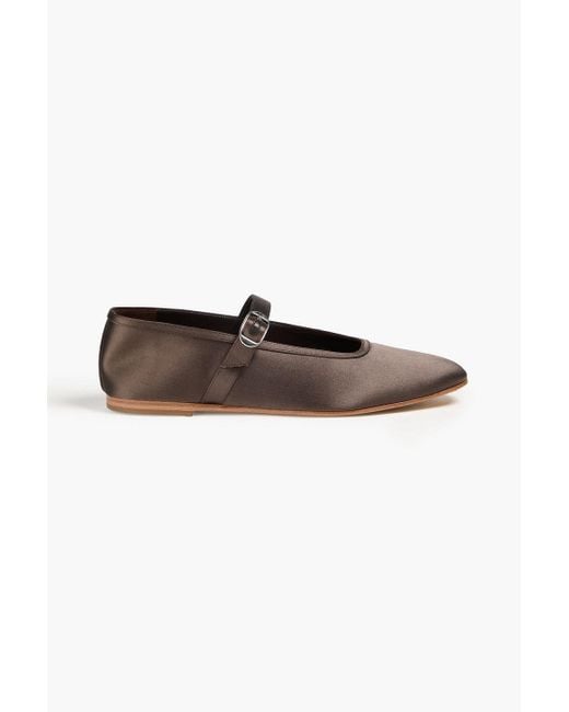 Le Monde Beryl Brown Satin Mary Jane Flats