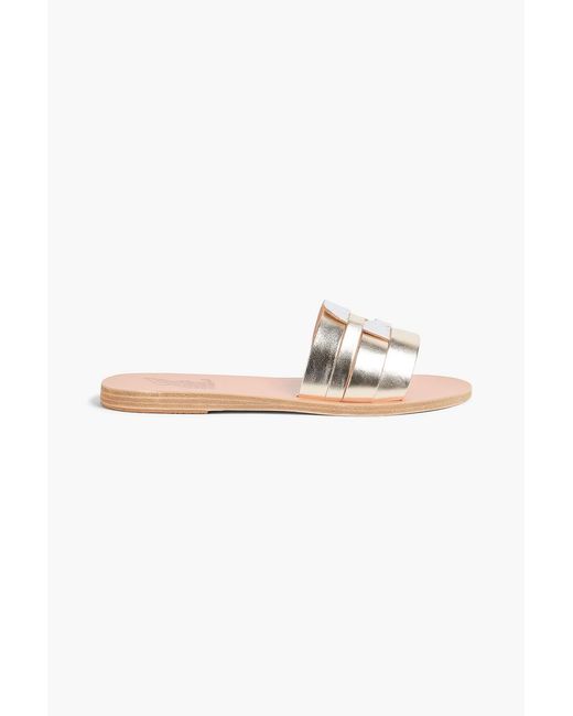 Ancient Greek Sandals White Filenada Leather Slides