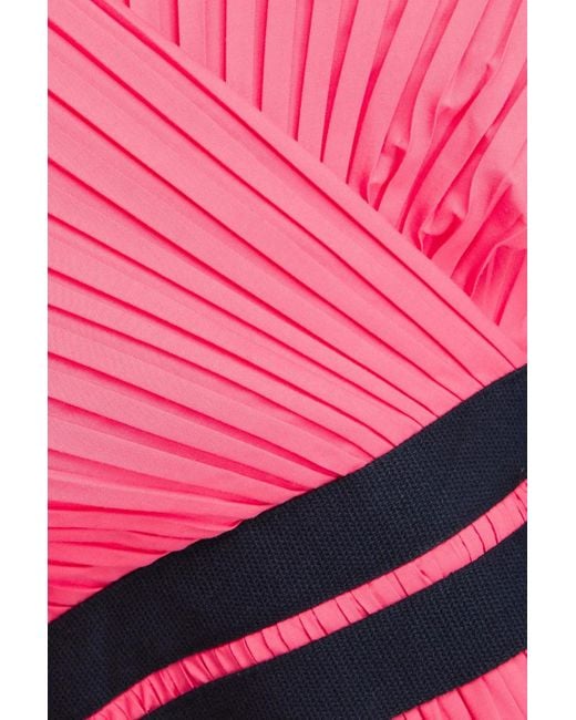 Roksanda Pink Wrap-Effect Pleated Poplin Midi Dress