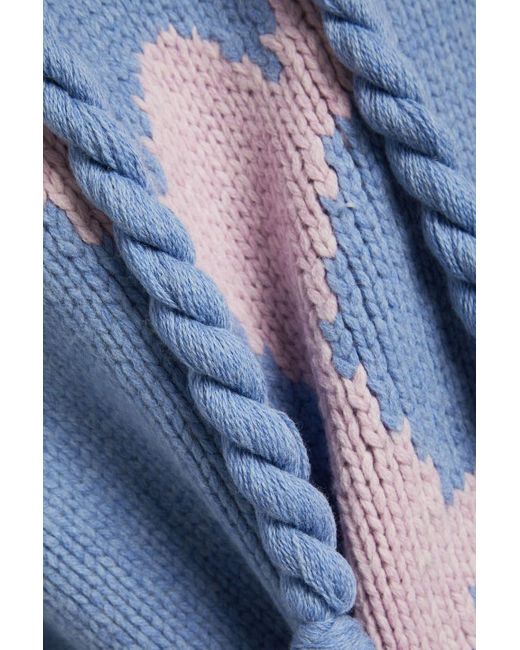 J.W. Anderson Blue Intarsia Wool Hooded Sweater