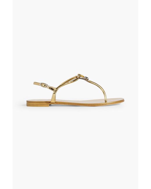 Giuseppe Zanotti White Alphonsine Crystal-embellished Faux Mirrored-leather Sandals