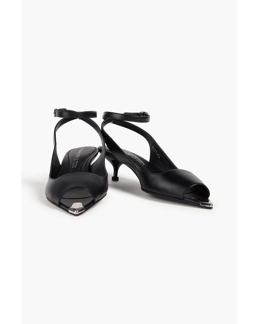 McQueen Black Punk Embellished Leather Sandals