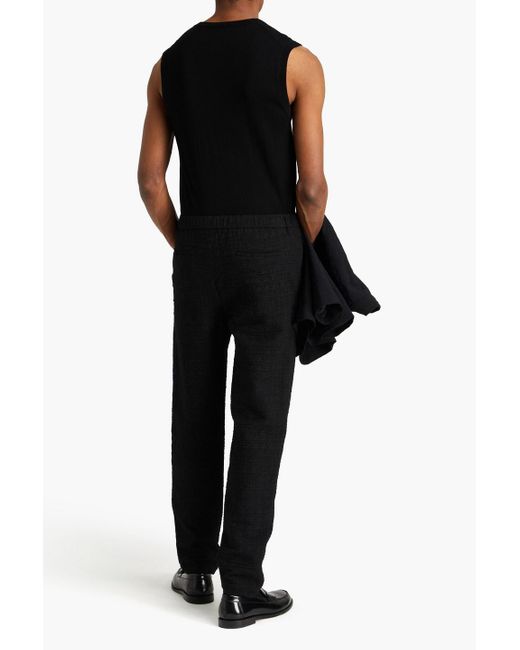 Emporio Armani Black Jacquard Pants for men