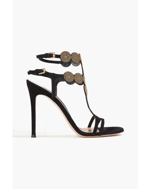 Gianvito Rossi White Babylon Embellished Suede Sandals