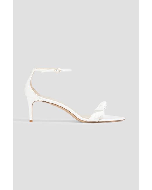 Alexandre Birman White Clarita 60 Bow-detailed Patent-leather Sandals
