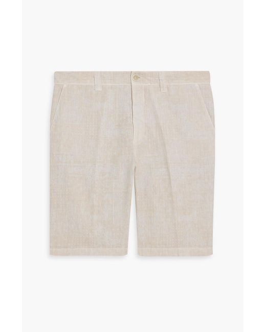 120% Lino White Paisley-print Linen Shorts for men