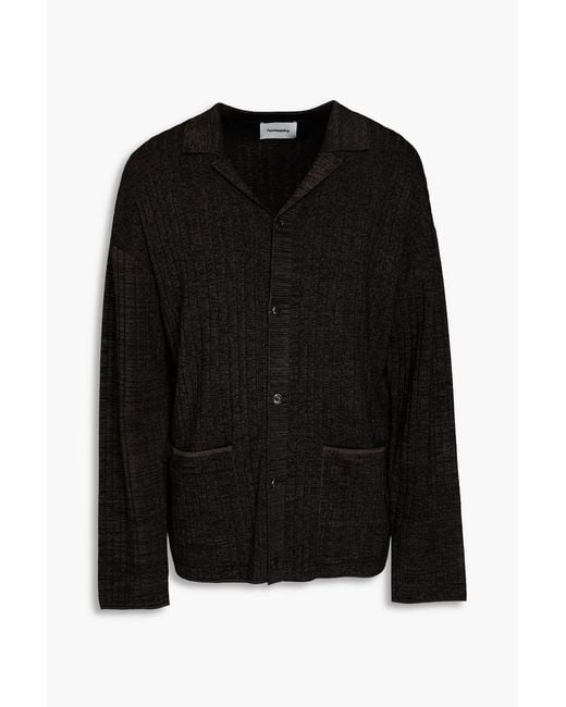 Nanushka Black Torben Mélange Ribbed-knit Cardigan for men