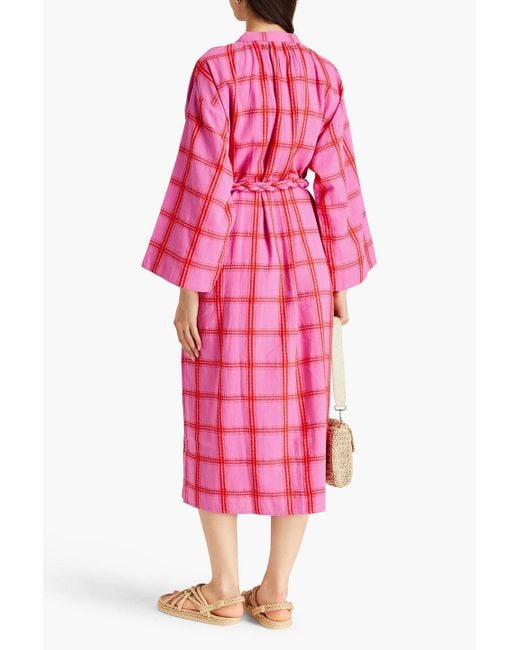 Mara Hoffman Pink Lysa Checked Cotton-jacquard Midi Dress