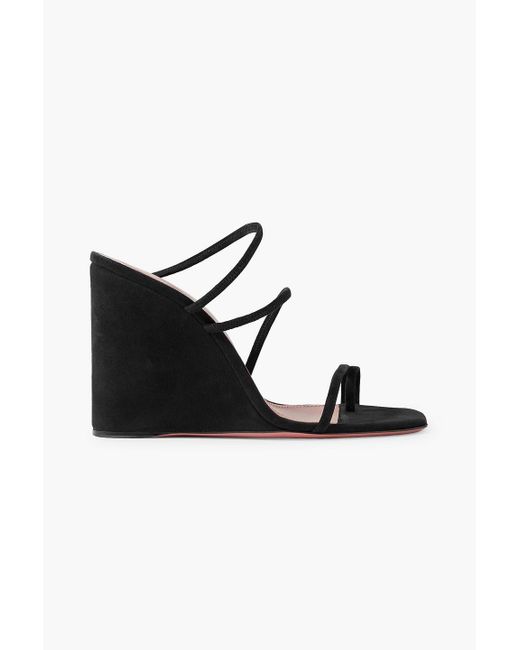 Amina Muaddi Black Fabric Platform Sandals