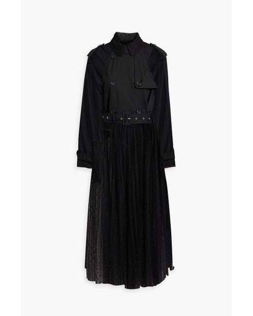 RED Valentino Black Cotton-blend Gabardine And Point D'esprit Trench Coat