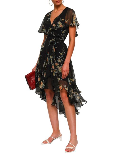 Floral georgette ruffled wrap on sale dress